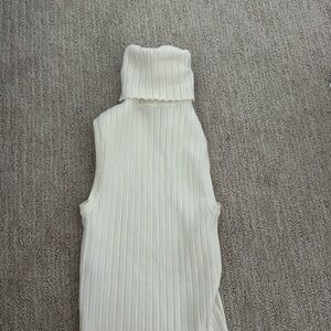 Zara Cream Ribbed Knit Turtleneck